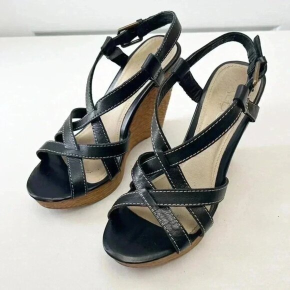 Aldo Wedge Sandals Strappy Platform Slingbacks Black EU38 US 7.5 - Picture 5 of 16